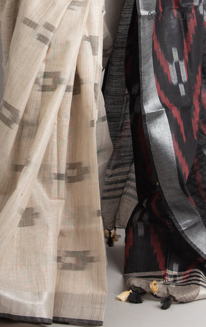 Semi Linen Ikkat Saree with Blouse Piece - 0481 Saree AEVUM   