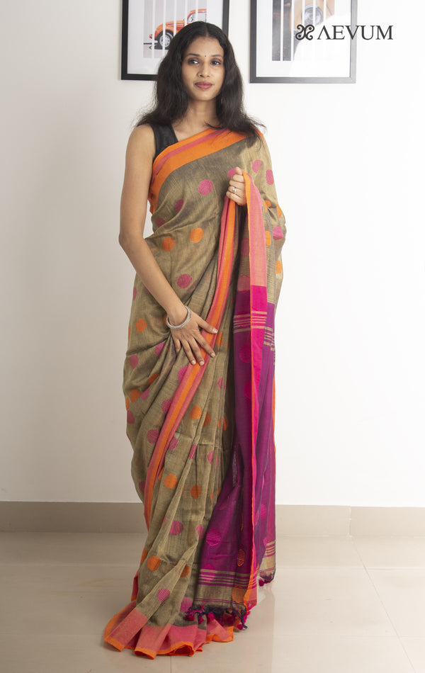Begampuri Bengal Cotton Handloom Saree with Blouse piece - 0498 - AEVUM