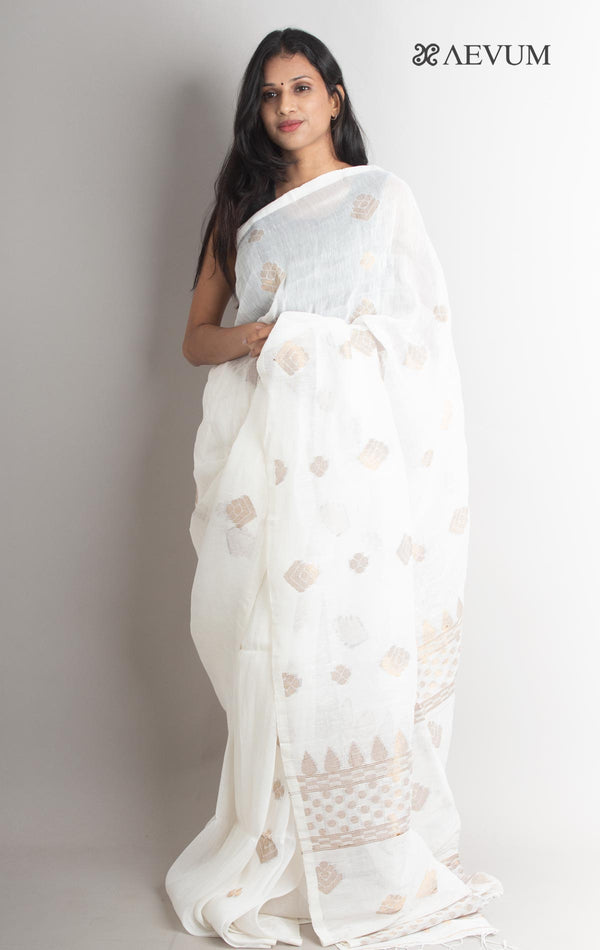 Organic Linen Handloom Saree with blouse piece - 0519 - AEVUM