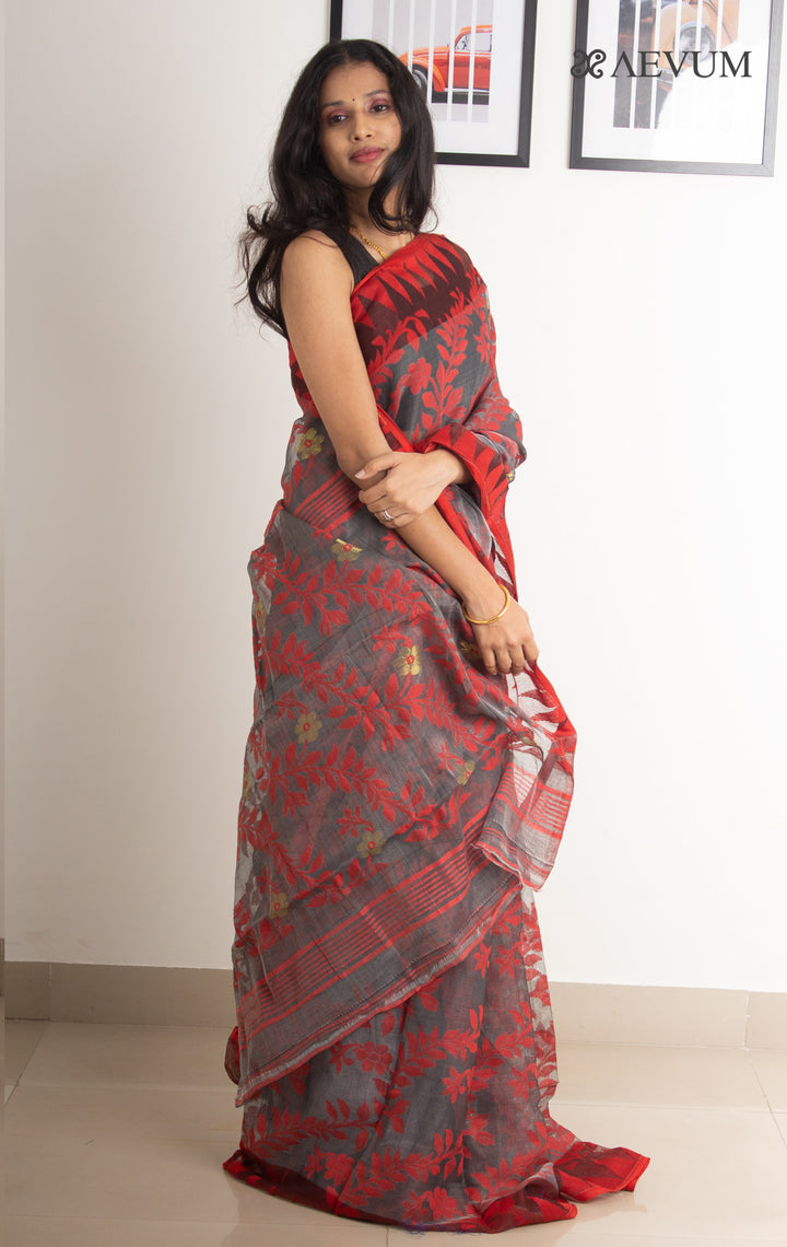 Dhakai Jamdani Khejurchari Saree without Blouse Piece - 0522 Saree Anita Kuthir   