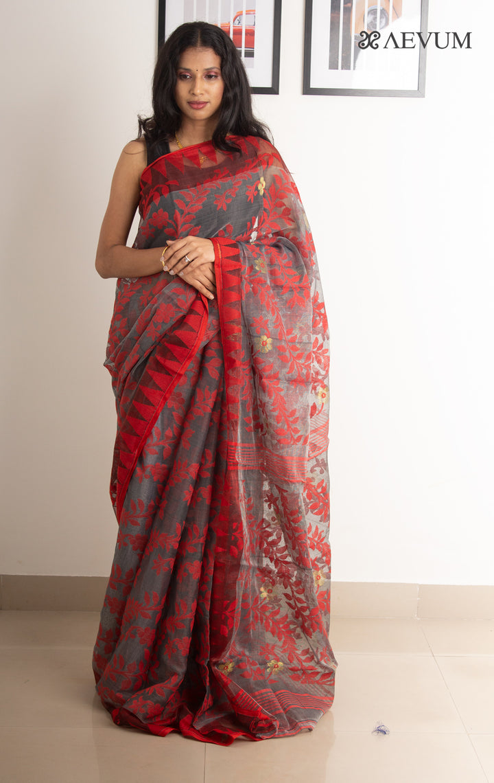 Dhakai Jamdani Khejurchari Saree without Blouse Piece - 0522 Saree Anita Kuthir   