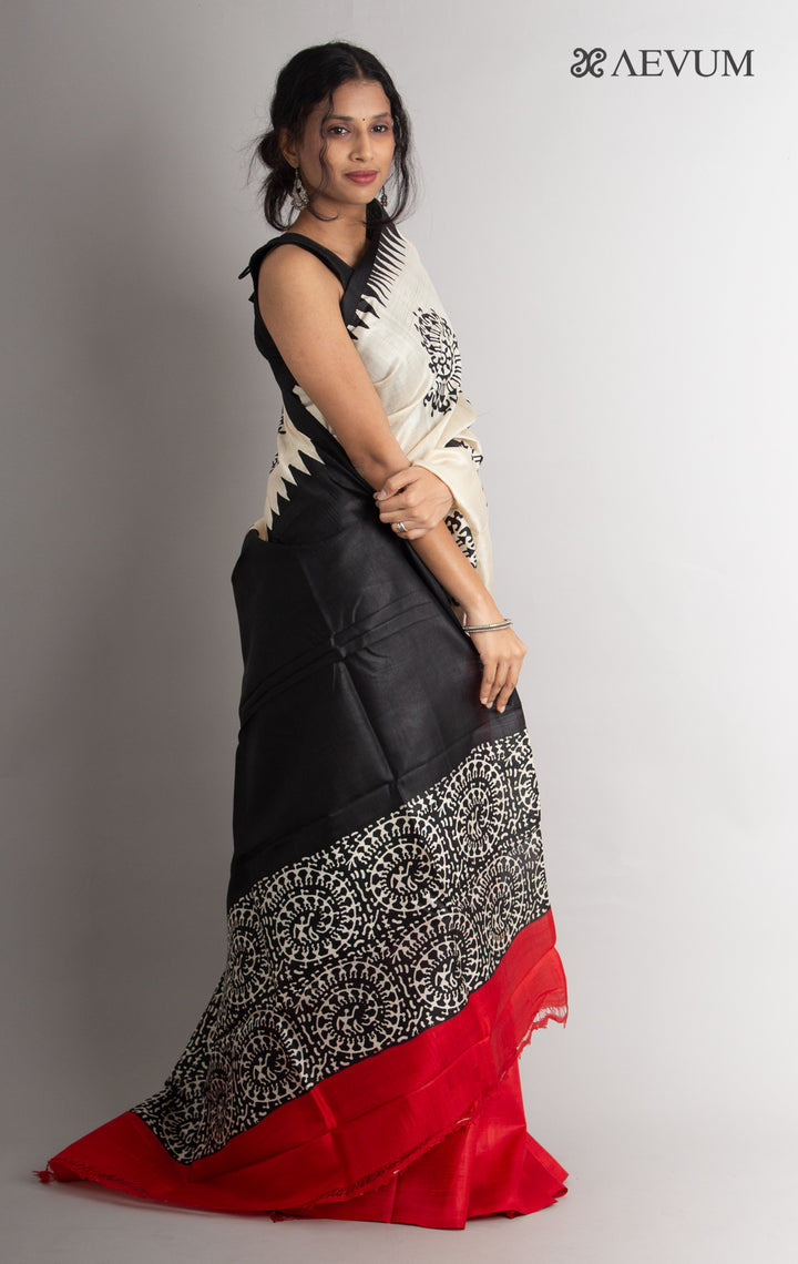 Three Ply Murshidabad  Pure Silk With Blouse Piece - 0577 Saree Riya's Collection   