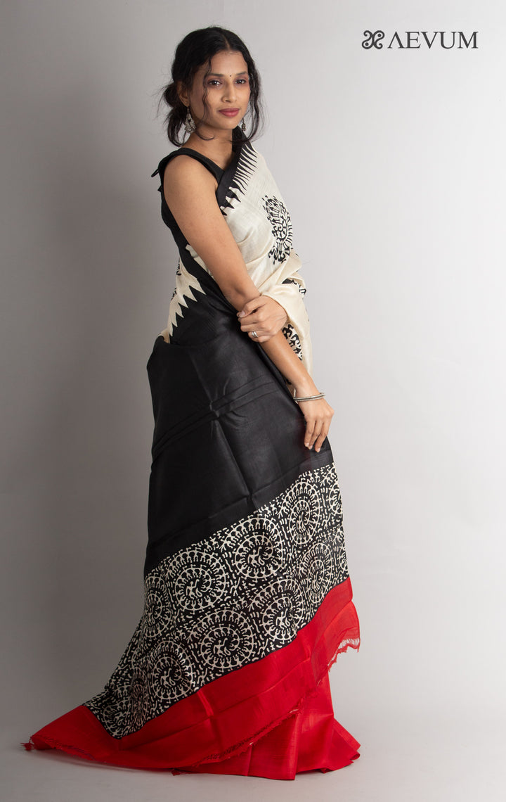 Three Ply Murshidabad  Pure Silk With Blouse Piece - 0577 - AEVUM