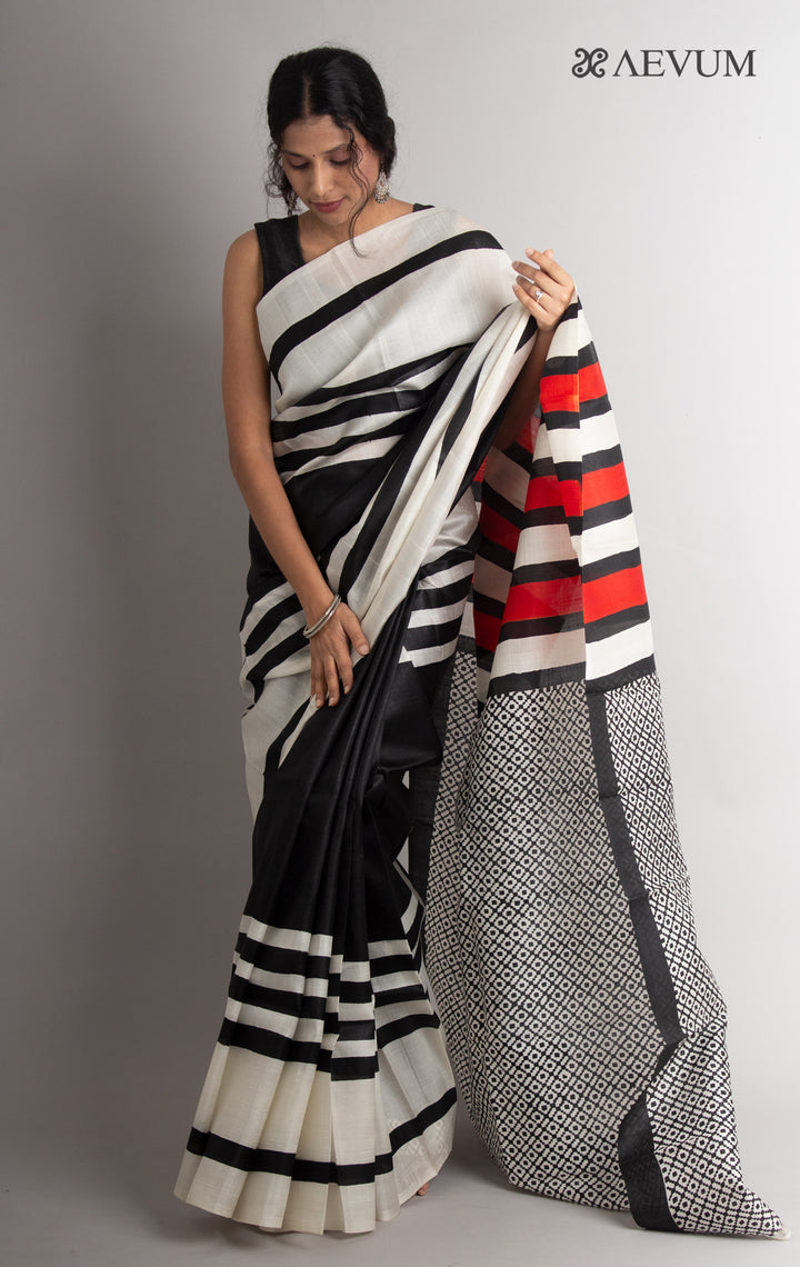 Three Ply Murshidabad  Pure Silk With Blouse Piece - 0579 - AEVUM