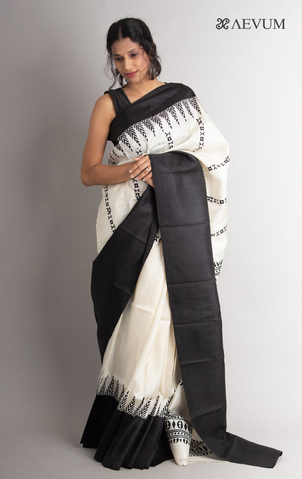 Three Ply Murshidabad  Pure Silk With Blouse Piece - 0581 Saree Riya's Collection   