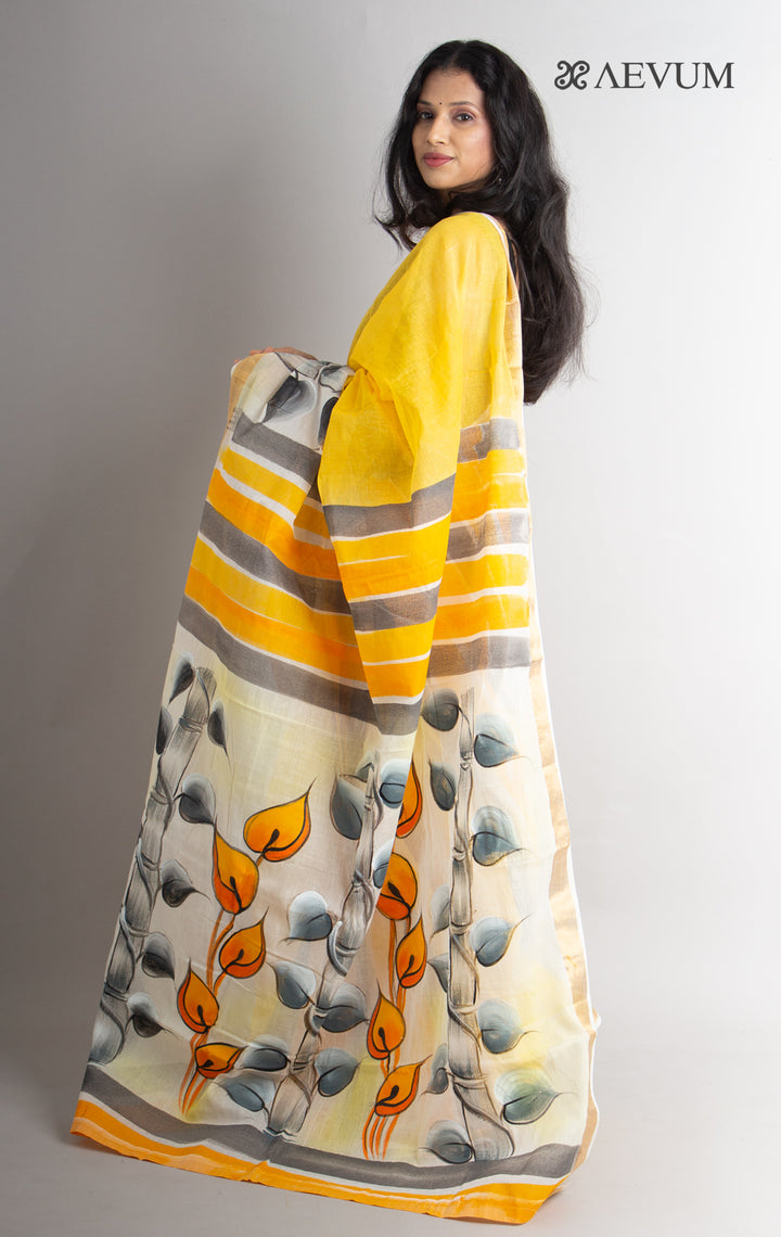 Kerala Cotton Hand Painted Saree with Blouse Piece - 0623 - AEVUM