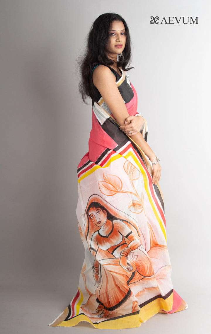Kerala Cotton Hand Painted Saree with Blouse Piece - 0625 - AEVUM