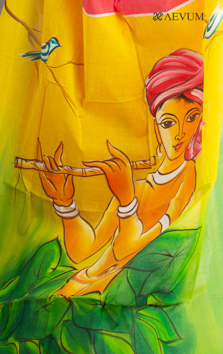 Kerala Cotton Hand Painted Saree with Blouse Piece - 0679 - AEVUM