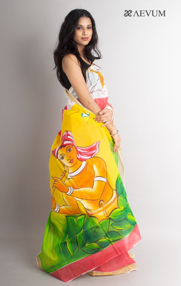Kerala Cotton Hand Painted Saree with Blouse Piece - 0679 - AEVUM