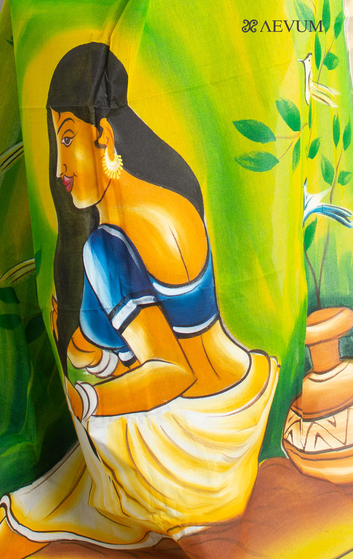 Kerala Cotton Hand Painted Saree with Blouse Piece - 0683 Saree Riya's Collection   