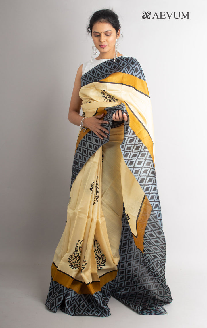 Three Ply Murshidabad  Pure Silk With Blouse Piece - 0687 - AEVUM