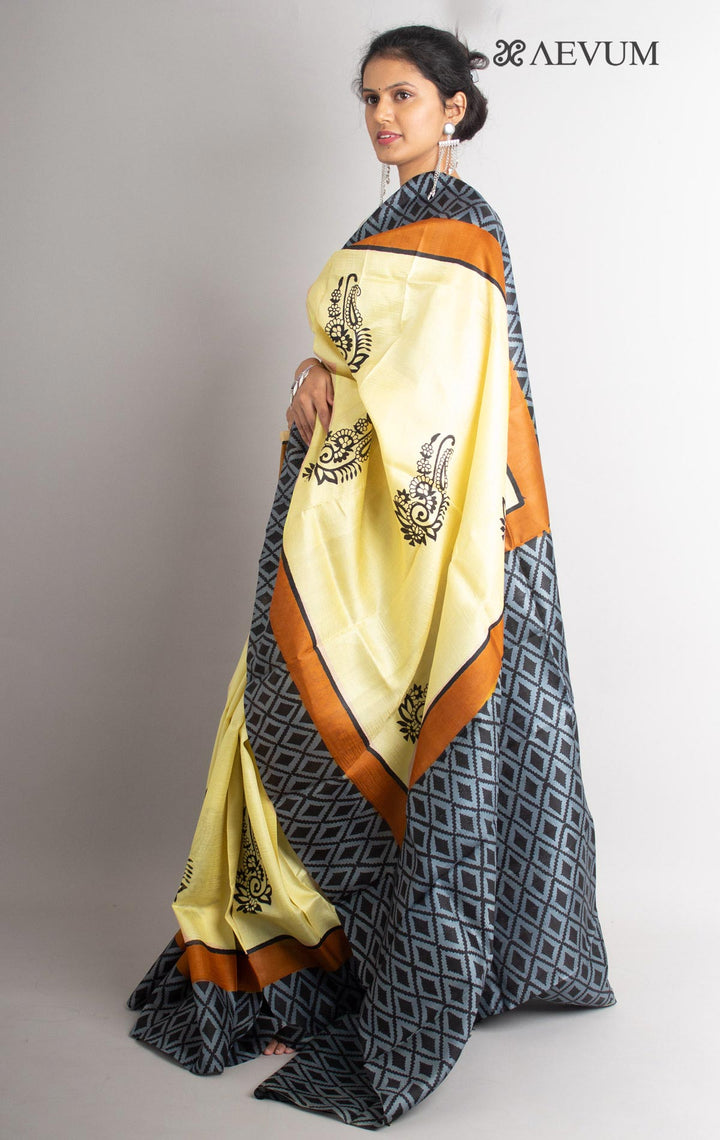 Three Ply Murshidabad  Pure Silk With Blouse Piece - 0687 - AEVUM