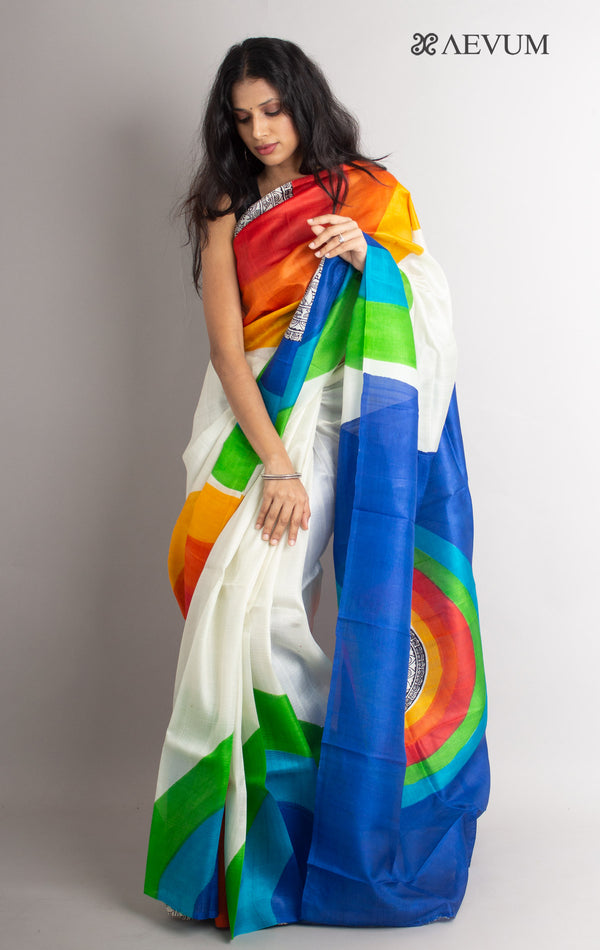 Three Ply Murshidabad  Pure Silk With Blouse Piece - 0688 Saree Riya's Collection   