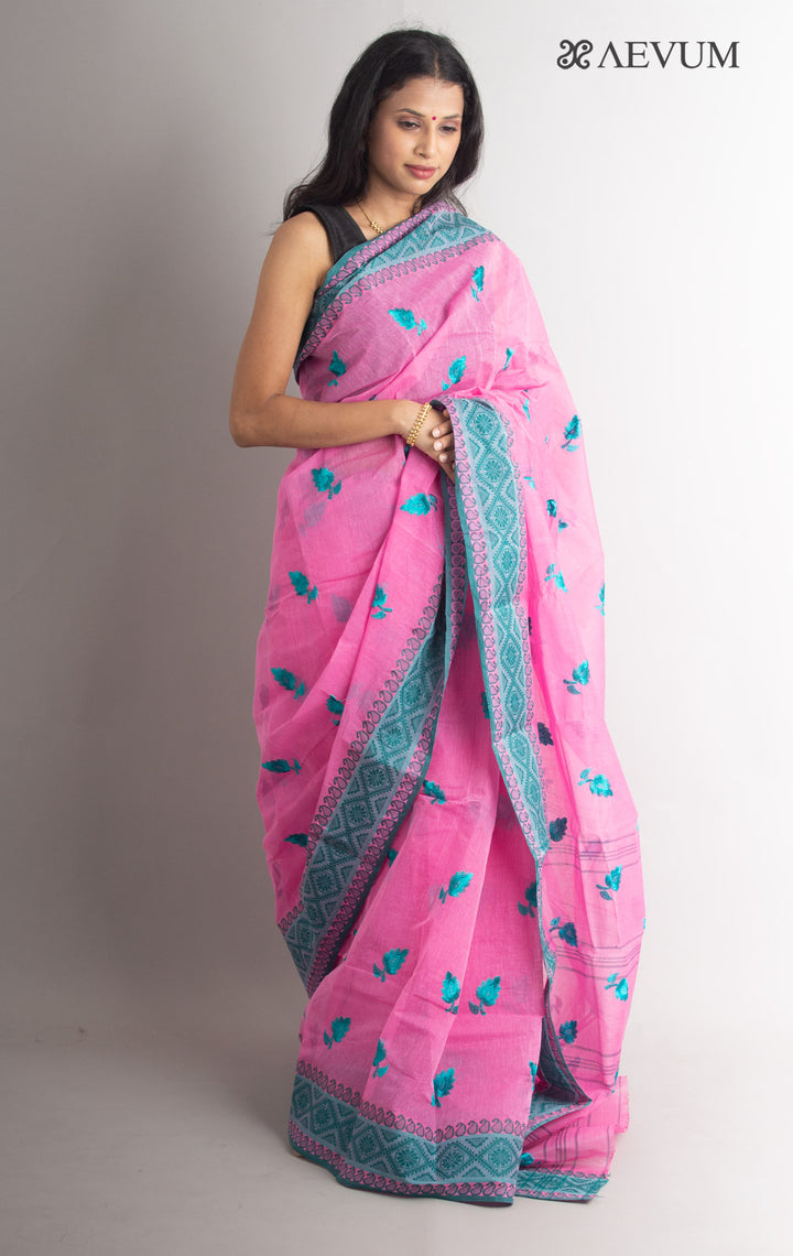 Bengal Cotton Tant Saree with Embroidery - 0724 - AEVUM