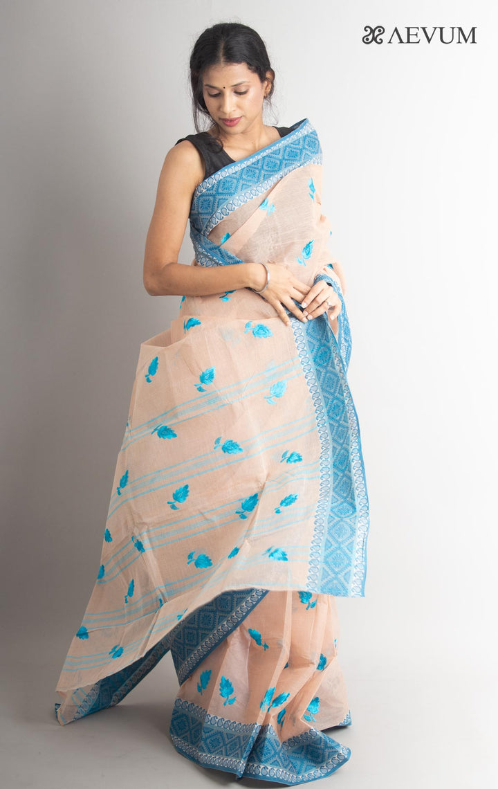 Bengal cotton Tant Saree with Embroidery - 0726 - AEVUM