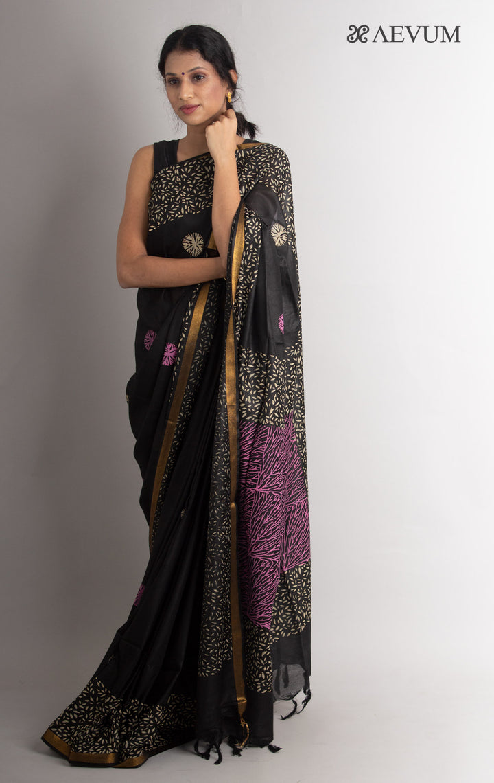Katan Madhubani Silk Saree with Blouse Piece - 0778 - AEVUM