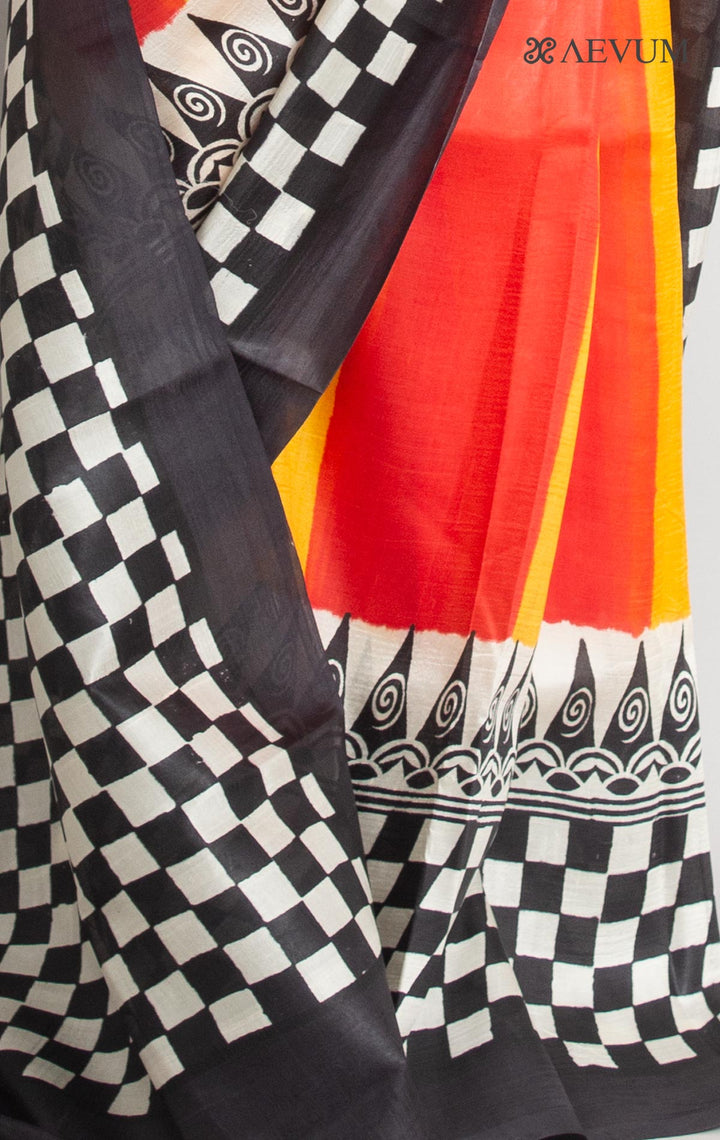 Three Ply Murshidabad  Pure Silk With Blouse Piece - 0799 - AEVUM