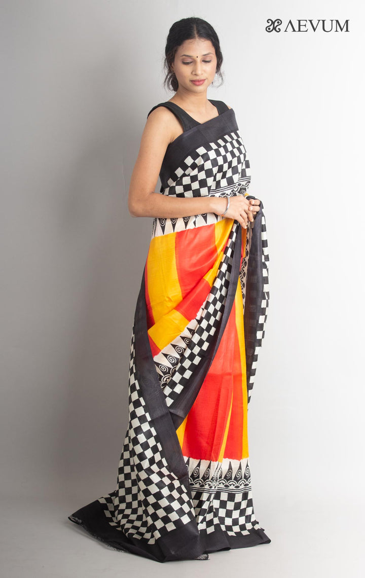 Three Ply Murshidabad  Pure Silk With Blouse Piece - 0799 - AEVUM
