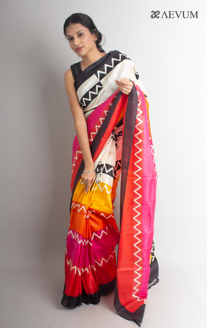 Three Ply Murshidabad  Pure Silk With Blouse Piece - 0802 Saree Riya's Collection   