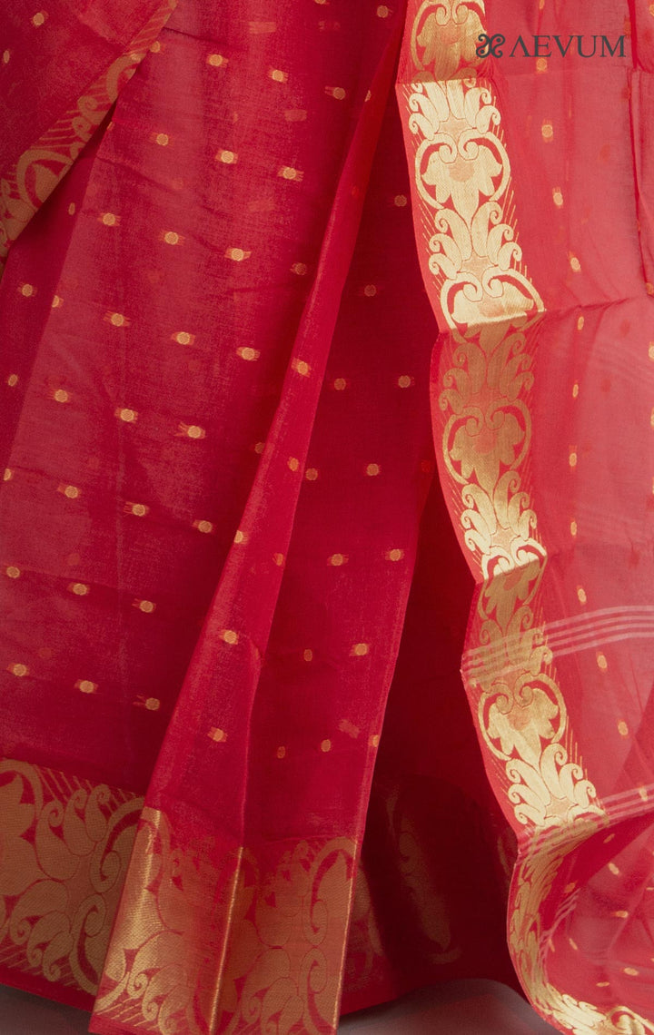Bengal Cotton Zari Tant Handloom Saree Without Blouse Piece - 0834 - AEVUM