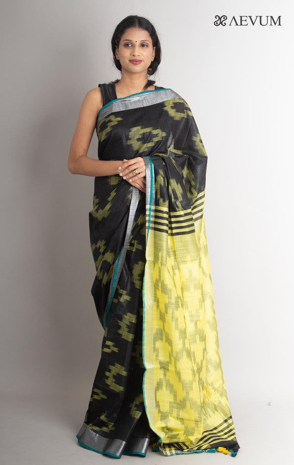 Semi Linen Ikkat Saree with Blouse Piece - 0840 - AEVUM