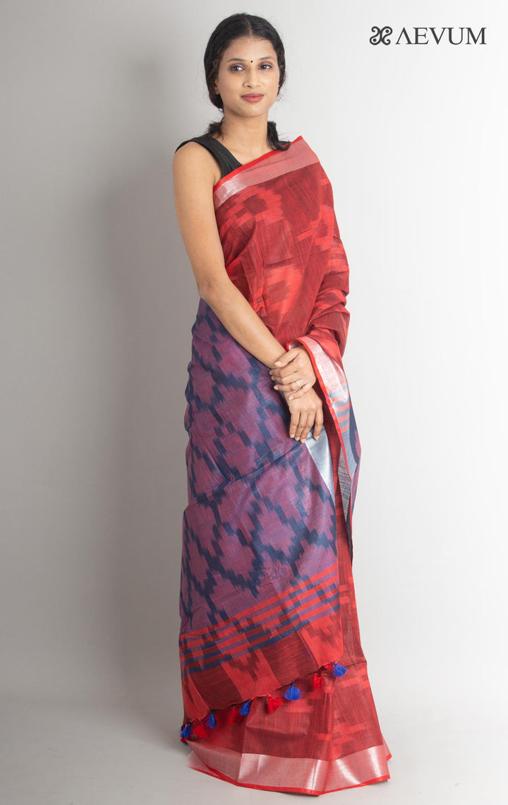 Semi Linen Ikkat Saree with Blouse Piece - 0841 Saree Anita Kuthir   