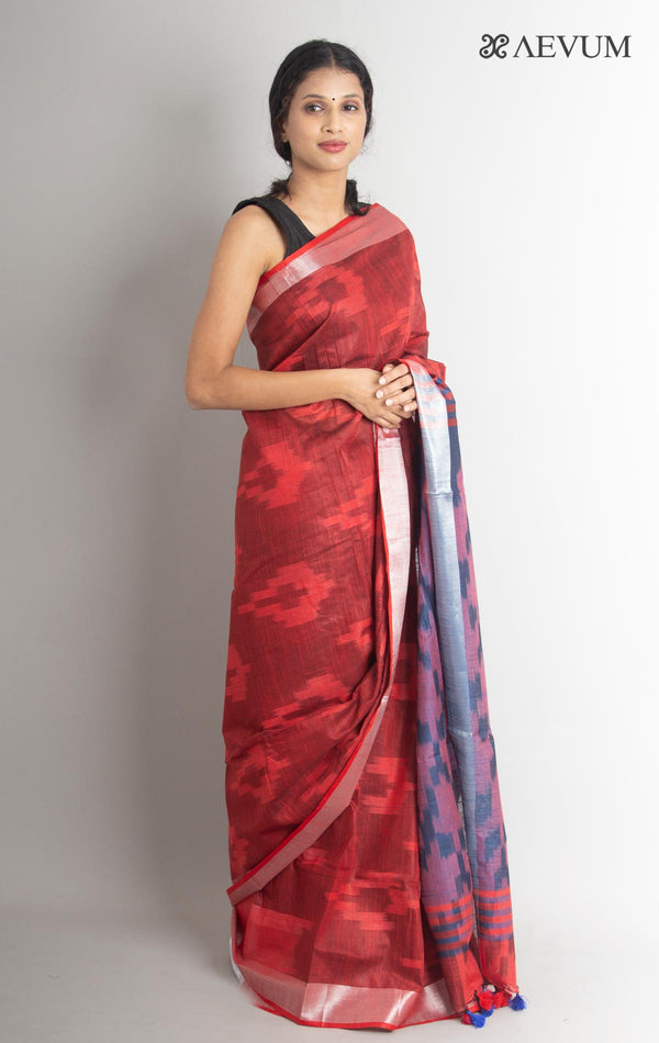 Semi Linen Ikkat Saree with Blouse Piece - 0841 - AEVUM