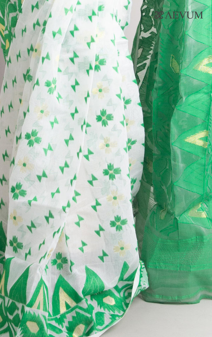 Soft Dhakai Jamdani Saree without Blouse Piece - 0859 - AEVUM