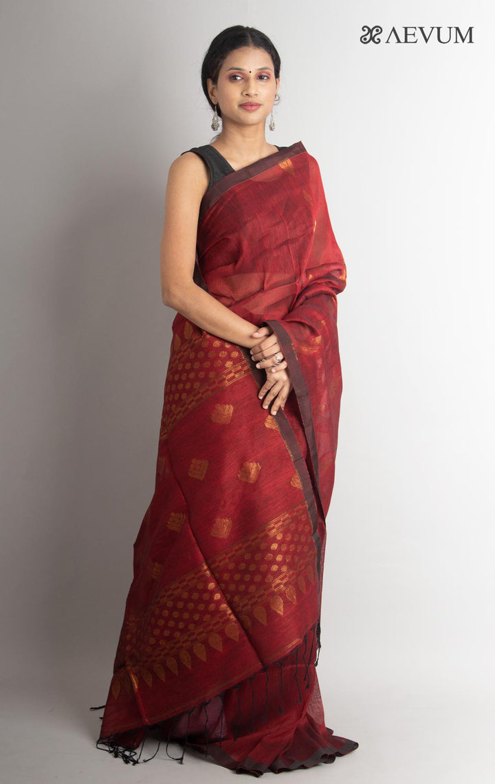 Organic Linen handloom Saree with blouse piece - 0877 Saree Dipanwita   