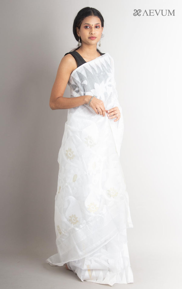 Paddo Dhakai Jamdani Saree without Blouse Piece - 0883 - AEVUM