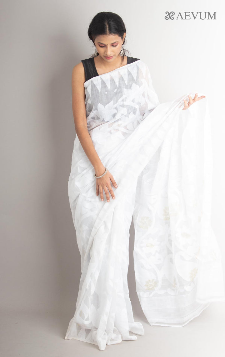 Paddo Dhakai Jamdani Saree without Blouse Piece - 0883 - AEVUM
