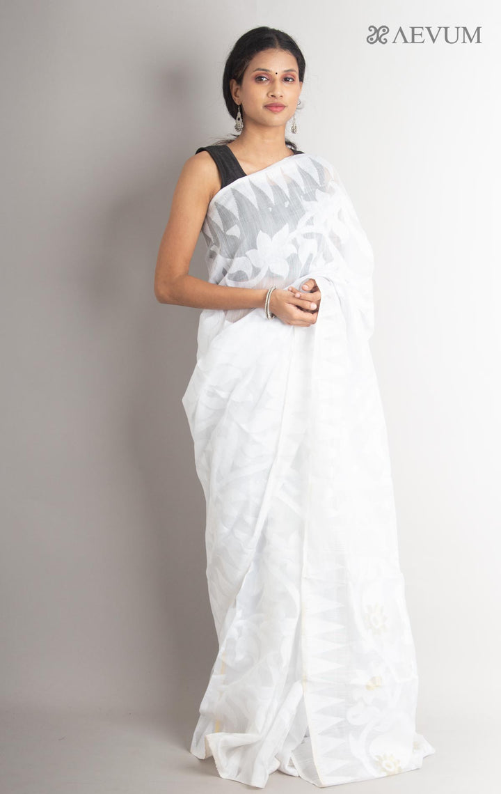 Paddo Dhakai Jamdani Saree without Blouse Piece - 0883 - AEVUM