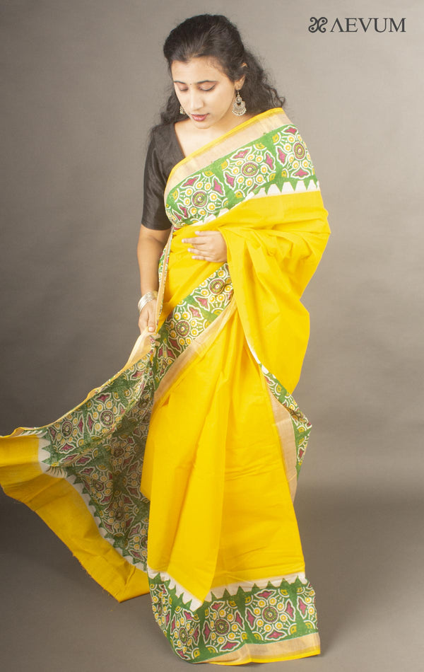 Kerala Cotton Hand Block Printed Saree By Aevum - 10033 - AEVUM