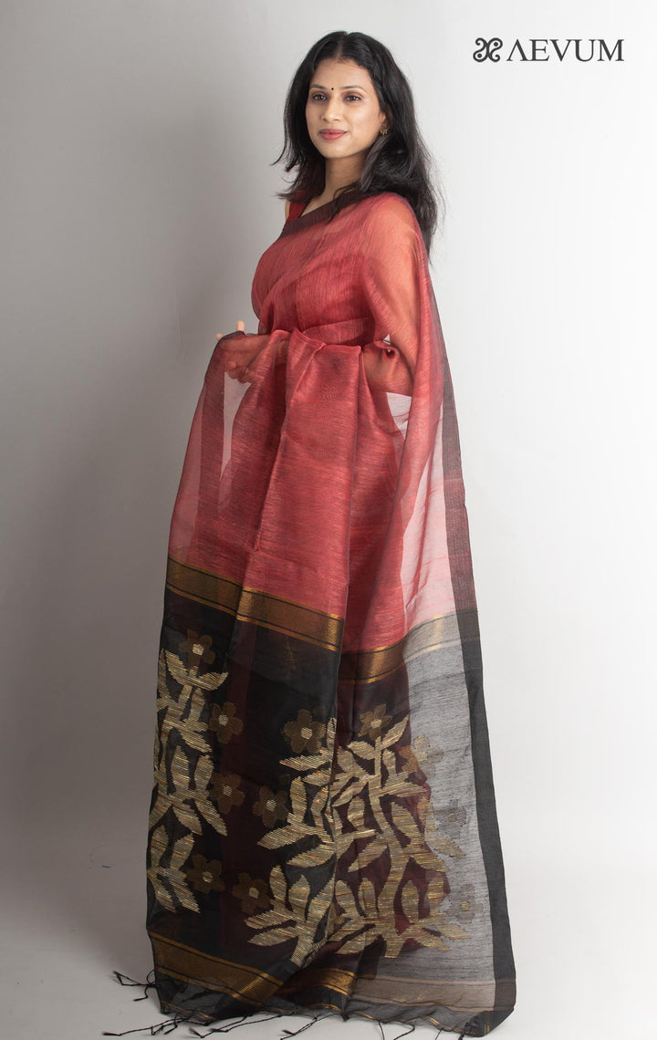 Silk Linen Saree with Blouse Piece - 1005 - AEVUM