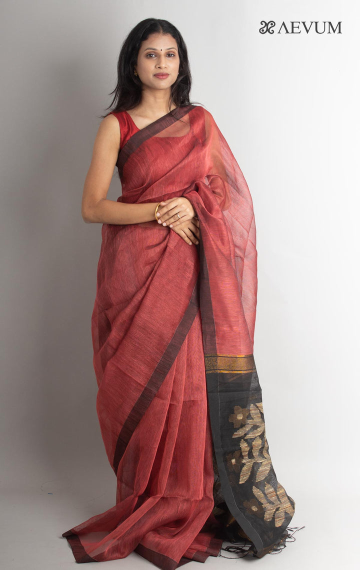 Silk Linen Saree with Blouse Piece - 1005 - AEVUM