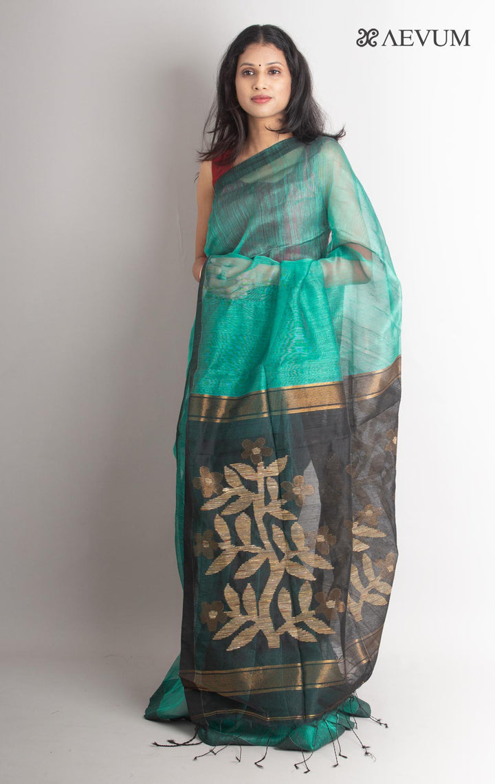 Silk Linen Saree with Blouse Piece - 1006 Saree Riya's Collection   