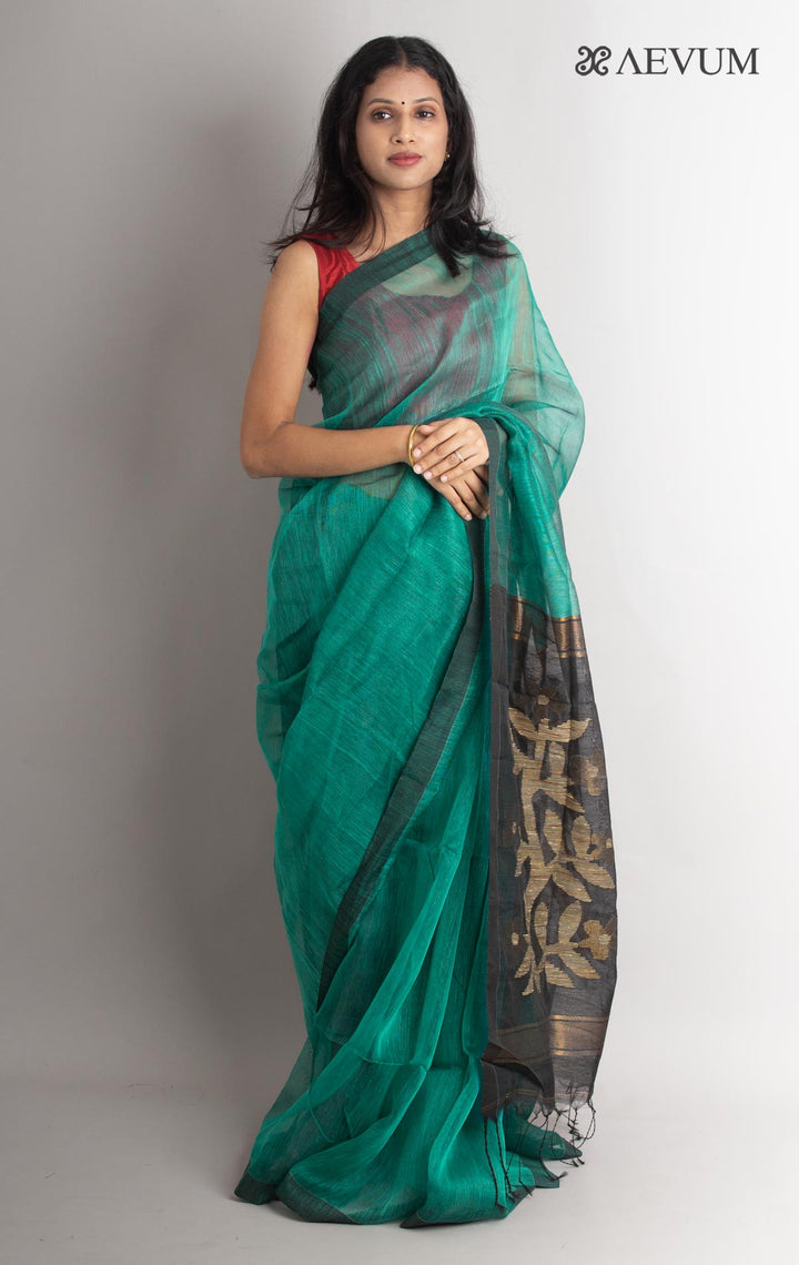 Silk Linen Saree with Blouse Piece - 1006 Saree Riya's Collection   