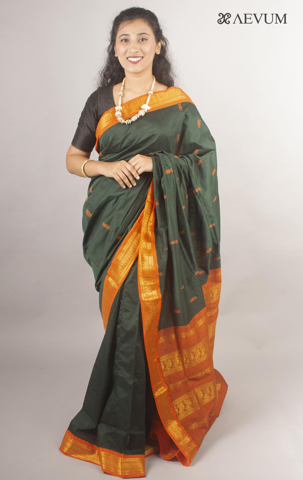Kalyani South Cotton Silk Handloom Saree with Blouse Piece - 10165 - AEVUM
