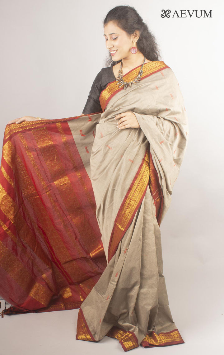 Kalyani South Cotton Silk Handloom Saree with Blouse Piece By Aevum - 10167 Saree SSH   
