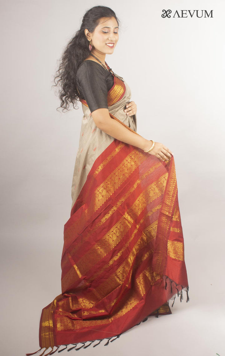 Kalyani South Cotton Silk Handloom Saree with Blouse Piece By Aevum - 10167 Saree SSH   