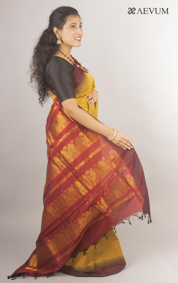 Kalyani South Cotton Silk Handloom Saree with Blouse Piece By Aevum - 10170 - AEVUM