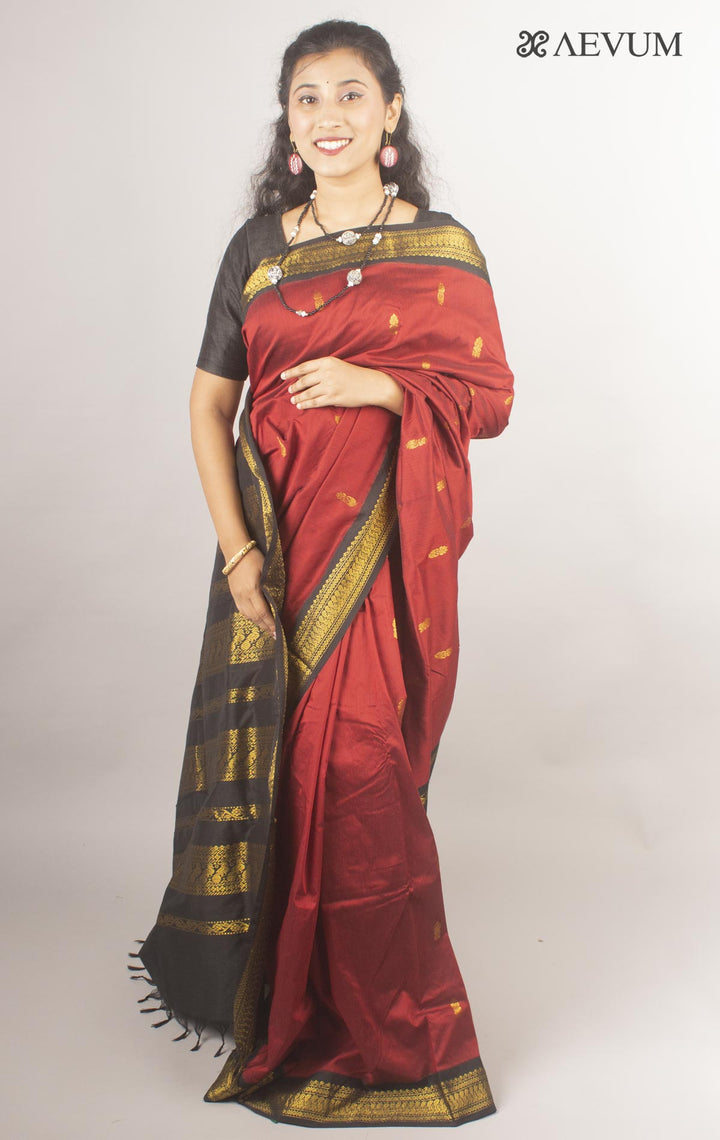 Kalyani South Cotton Silk Handloom Saree with Blouse Piece By Aevum - 10173 Saree SSH   