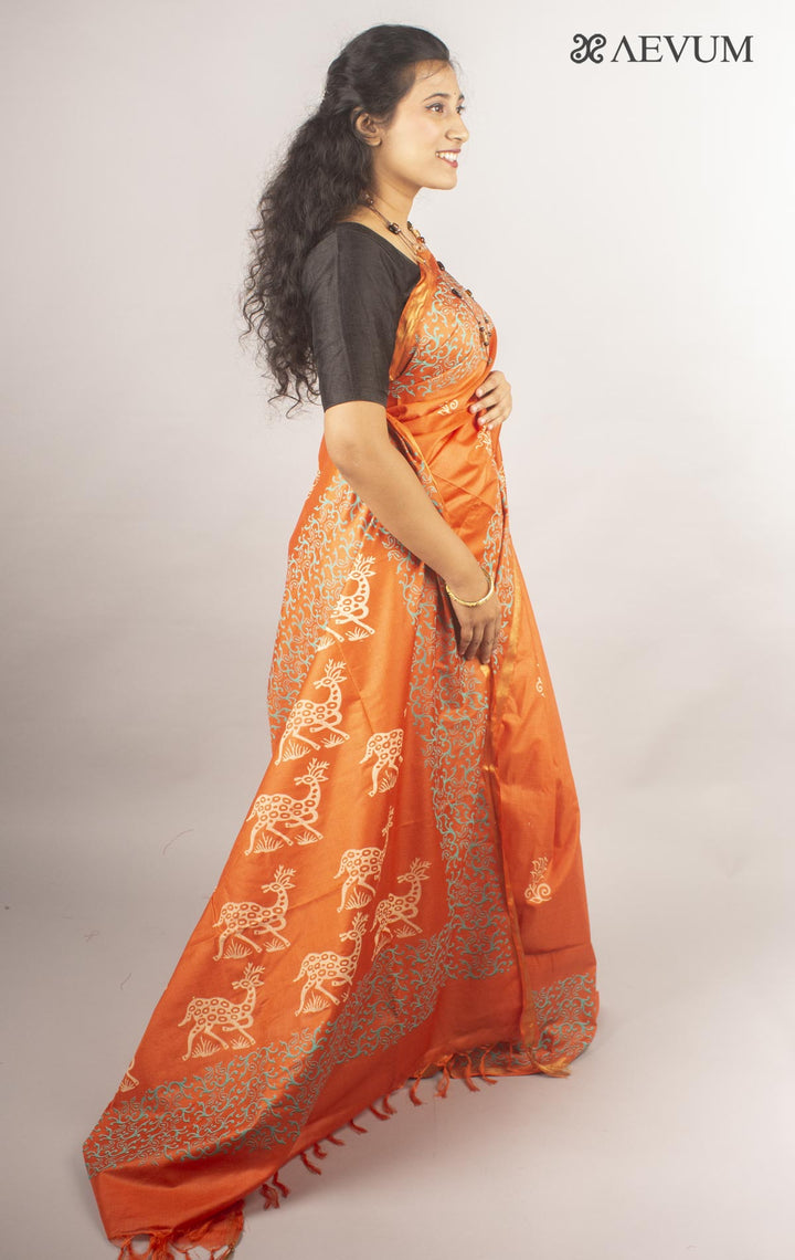 Katan Madhubani Silk Saree with Blouse Piece - 10426 Saree Raj Dev Kumar   