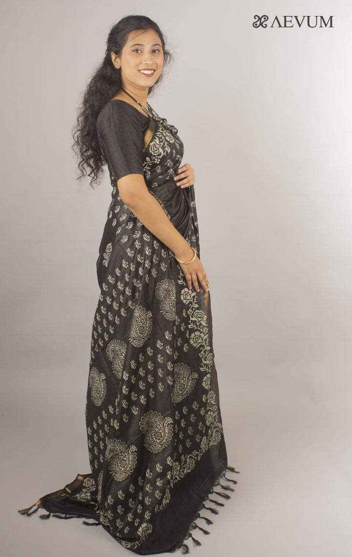 Katan Madhubani Silk Saree with Blouse Piece - 10428 Saree AEVUM   