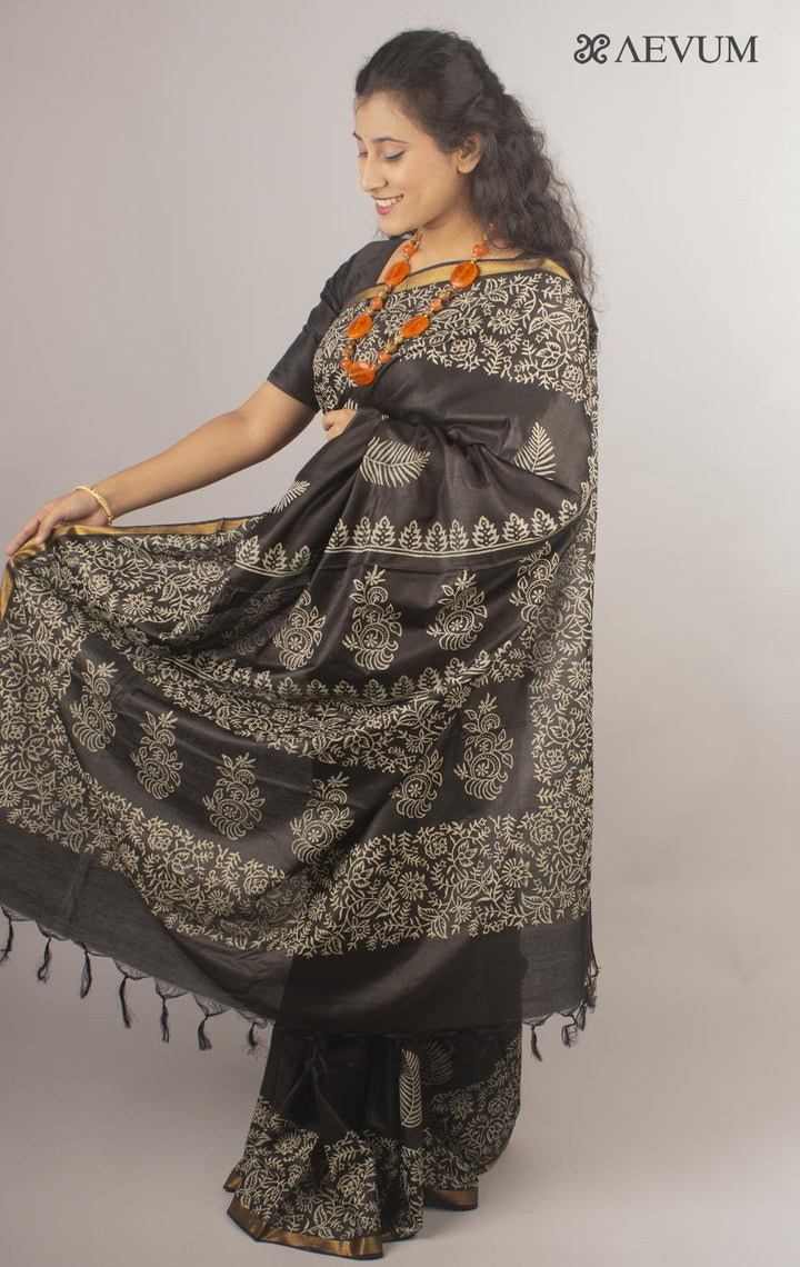 Katan Madhubani Silk Saree with Blouse Piece - 10429 - AEVUM