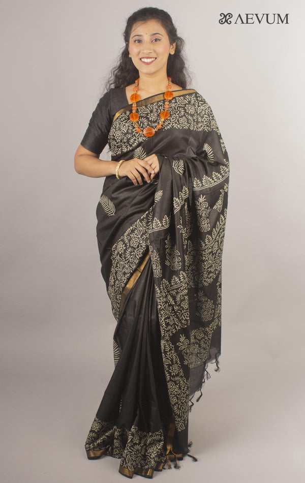 Katan Madhubani Silk Saree with Blouse Piece - 10429 - AEVUM