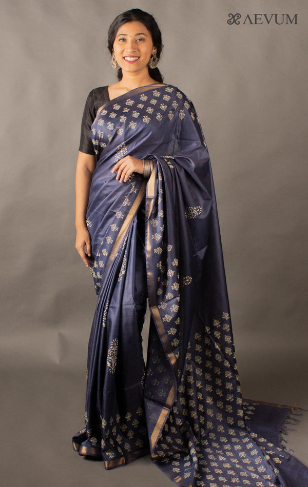 Katan Madhubani Silk Saree with Blouse Piece - 10798 - AEVUM