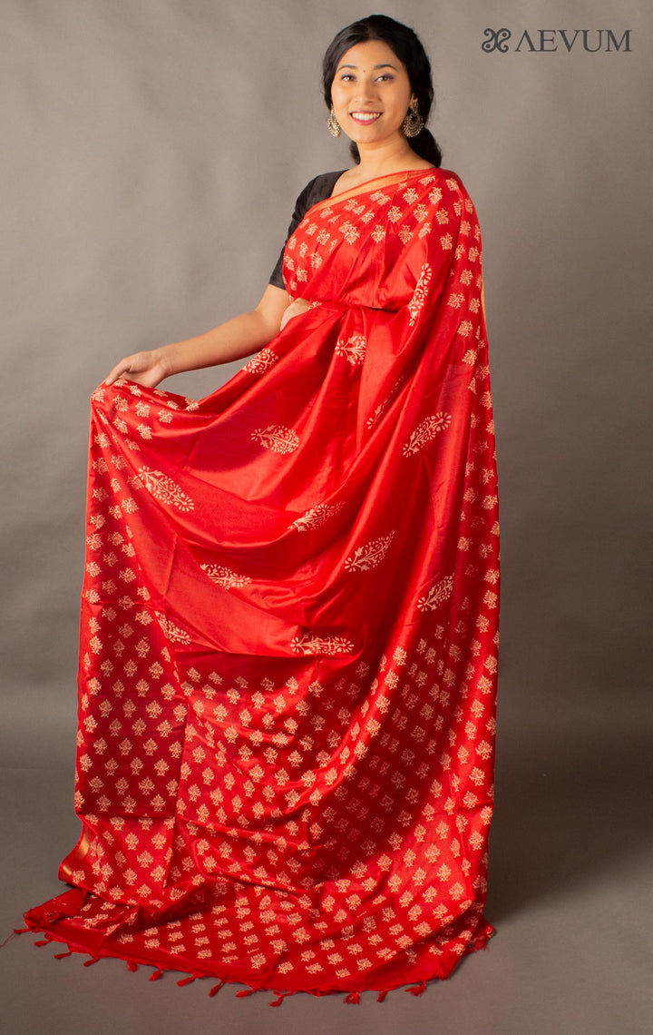 Katan Madhubani Silk Saree with Blouse Piece - 10804 Saree Raj Dev Kumar   