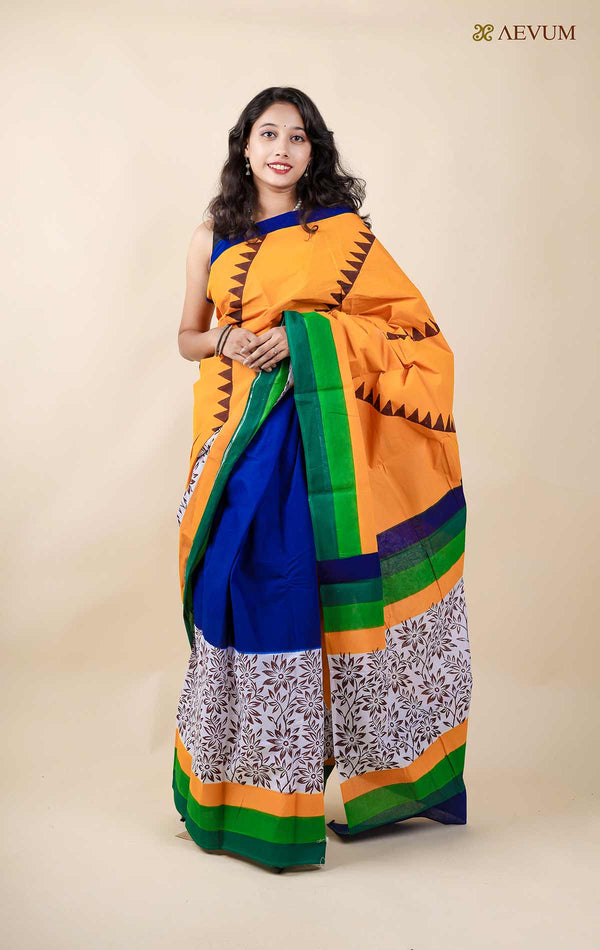 Mulmul Cotton Hand Block Printed Saree - 11412 - AEVUM