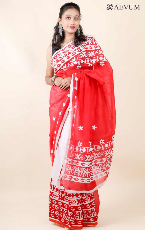 Silk Cotton Saree with Gujarati Work-11458 - AEVUM